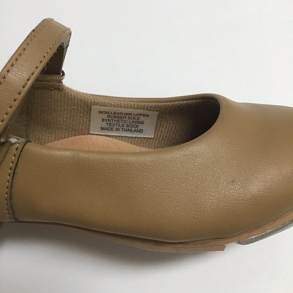 Tap Dance Shoes Little Girls SZ 10M Tan Hook Loop Strap Beige Recital Leo Rhythm - Picture 15 of 15